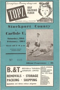 Stockport County V Carlisle United 29-2-1964 Fourth Division - Picture 1 of 1