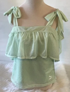 NEW! PUMA Green Off Shoulder Ruffle Top Bows Size XS - Picture 1 of 8