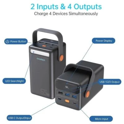 Choetech B664 Power Bank 50,000mAh/185Wh Mini Power Station Mobile Laptop Tablet - Image 1 of 4