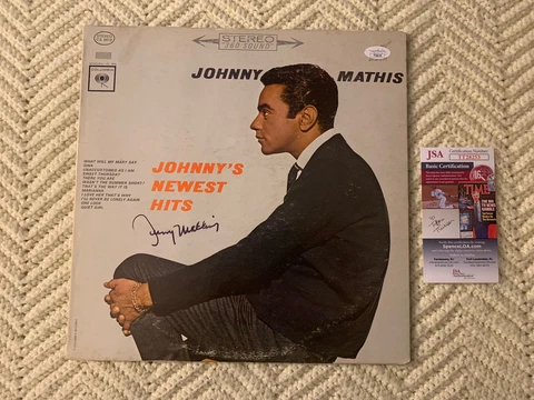 Johnny Mathis SIGNED Neeest Hits Vinyl Record ALBUM JSA Authenticated COA Cover