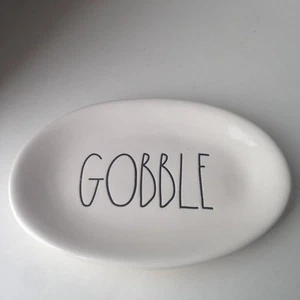 Magenta Rae Dunn GOBBLE Small OVAL Plate Thanksgiving Farm House Rare VHTF NEW - Picture 1 of 11