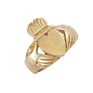 Anillo Claddagh de oro amarillo de 9 quilates de diseño abierto, tamaños T a Z+1 (0075) - Imagen 1 de 1