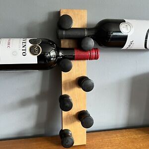 Vertical Wood And Rubber Wall Mounted Six Bottle Wine Rack Storage