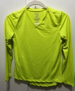 Girls Danskin now Pullover VNeck Long Sleeve Sz L (10/12) Striped Safety Yellow - Picture 1 of 5