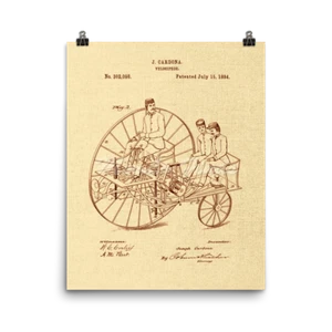 Póster impreso artístico velocípedo patente vehículo de carretera vintage triciclo 1884 8x10/16x20 - Imagen 1 de 3