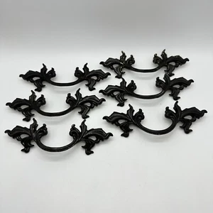 6 Pc French Provincial 6” Brass w/ Black 3" Center Dresser Drawer Pulls R120-0 - Picture 1 of 11