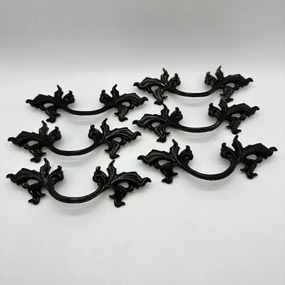 6 piezas de latón provincial francés de 6” con tiradores de cajón tocador central negro de 3” R120-0 Foto 1 de 4