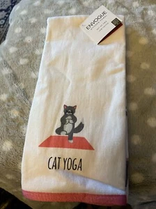 New Black and White Yoga Cats in Poses Kitchen Tea Towel Set - Picture 1 of 2