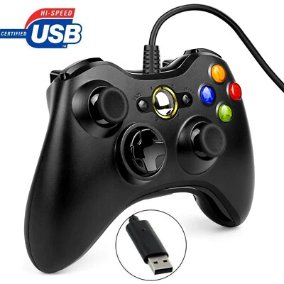 Für Microsoft Xbox 360 wired Controller Gamepad Kabelgebunden USB Schwarz
