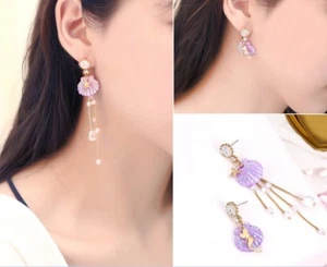 Rose Gold Ocean Starfish Sea Shell Pearl Beach Summer Beach Earrings Gift S16 - Picture 1 of 4