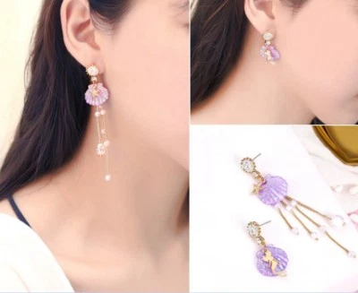 Pendientes Oro Rosa Océano Estrella de Mar Concha de Mar Perla Playa Verano Playa Regalo S16 Foto 1 de 4