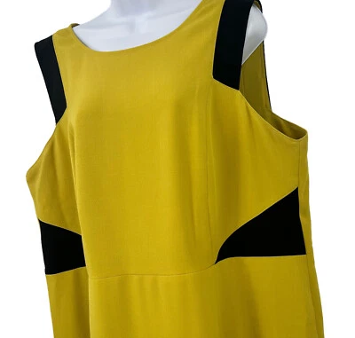 Nipon бутик женское платье размер 20 Вт черный желтый лодка шеи без рукавов - Изображение 1 из 4