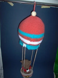 Gift item, New crochet hot air balloon with bear, decoration - Picture 1 of 5