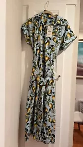 ZARA FRUIT LEMONS PRINT MIDI DRESS 100% Cotton Size-S NEW WITH TAG - Picture 1 of 3