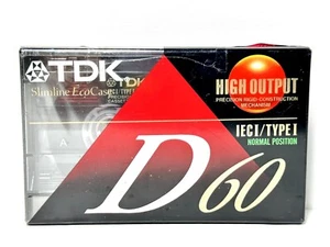 NOS Sealed TDK D60 IECI Type I Normal Position 60 MIN Blank Cassette Tape - Bild 1 von 2