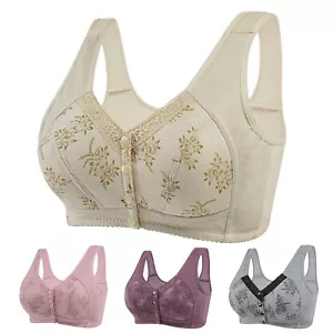 Women Sexy Lace Front Buckle Prints Underwear Without Rims Vest Bra Underwear - Picture 1 of 36