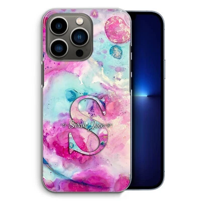 Personalised Phone Case For Motorola/OnePlus Pink Blue Marble Swirl Hard Cover - Image 1 of 4