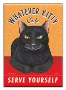 Imanes de refrigerador retro para gatos: WHATEVER KITTY CAFÉ | Arte publicitario vintage - Imagen 1 de 1