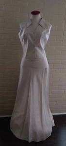 Womens Michaelangelo Dress Wedding Party Bridal 2 PC Cream Ivory Size 14 W1 - Picture 1 of 11