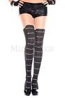 Music Legs Women's Lace Up Design Spandex Pantyhose, Black/Beige, One Size 7288