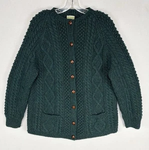 Vintage Kennedy of Ardara Irish Cardigan Sweater Women’s Large Green Aran Wool - Picture 1 of 14