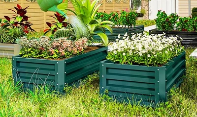 Large Raised Garden Planters x 2 Galvanised Steel Metal Frame Flower Bed - Image 1 of 4