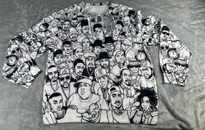 Retro 80s & 90s Rap Hip Hop Artists Sweatshirt Mens Size Large Black/White - Bild 1 von 11