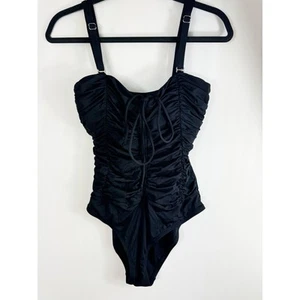 Jantzen Damen schwarz Einteiler Badeanzug gerafft vorne zum Binden Bandeau 10 - Bild 1 von 6