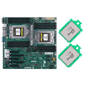 H11DSI-NT Supermicro Mainboard + 2x AMD EPYC 7532 32 Kerne CPU, bis zu 3,3GHz - Bild 1 von 7