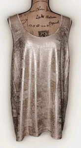 Roaman's - Shiny Gold Scoop Neck Stretch Tank - Women's Size Large (18/20) - Picture 1 of 3
