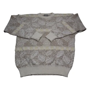Method Sweater Mens XL Gray Leaves Long Sleeve Knitted Pullover Crew Neck - Picture 1 of 17