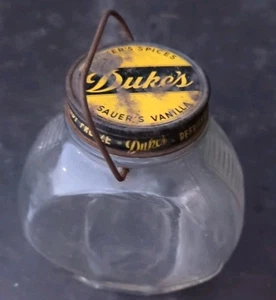 Vintage Dukes Sauer's Vanille Gewürze Glas mit Deckel und Henkel - Bild 1 von 7
