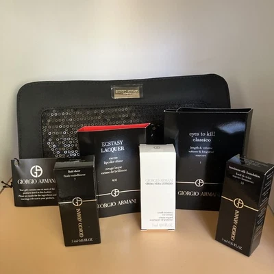 Armani Womens Lipstick, Mascara, Skincare Set, Clutch Bag, 6-pc, Bridesmaid Gift - Image 1 of 4