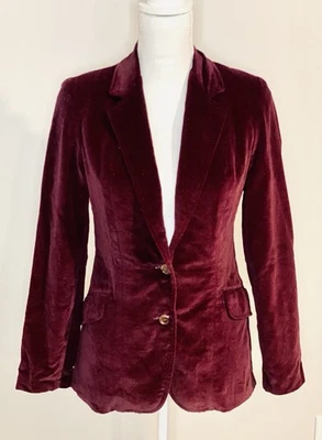 MJ Concepts 复古 90 年代女式 Union Worker 天鹅绒西装外套勃艮第 7 码 — 第 1/4 张图片