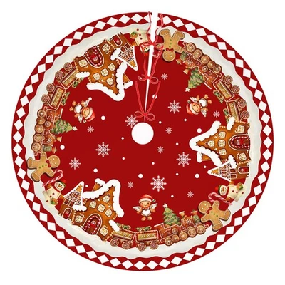 Red Gingerbread Christmas Tree Skirt Decorations House Decor Christmas Ginger... - Image 1 of 4