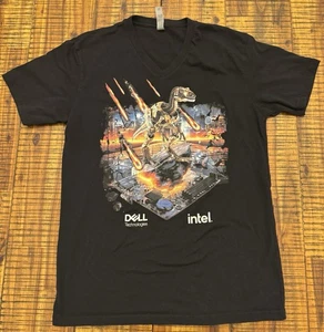 Dell Technology Intel Unisex T-Shirt T-Rex Roboter Retro Gr. Medium schwarz - Bild 1 von 9