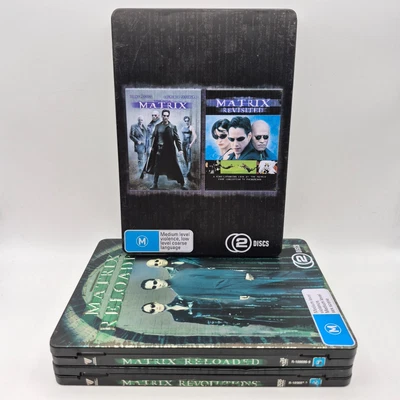 The Matrix Trilogy DVD 3 x Steelbook Set PAL Region 4 - Image 1 of 4