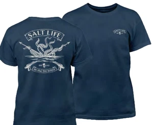 New Salt Life Fishin Tee Navy Youth Fish M Live Salty Saltlife - Picture 1 of 3