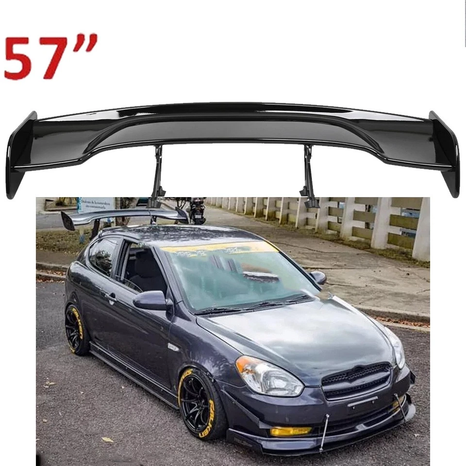 For Hyundai Accent Gloss Glossy Black 57"Rear Spoiler Wing Truck GT-Style ​Screw - Image 1 of 4