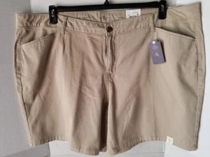St John's Bay Women's Mid Rise Tan Chino Shorts - Size 24W - NWT - Picture 1 of 2