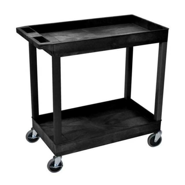 Luxor EC11-B 2 Shelves Storage Utility Cart - Black