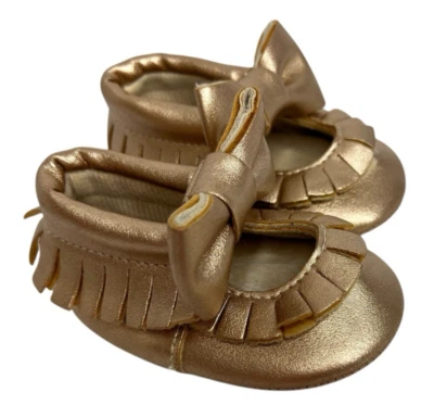 "Nuevo mocasín con flecos blanco bebé infantil estilo Mary Jane con lazo boutique de 4""" Foto 1 de 4