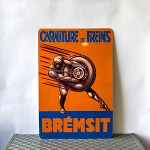 Vintage Rare Brémsit Auto French Brake Pad Ad Sign XL 24"x16" (60x40 cm) - Bild 1 von 12