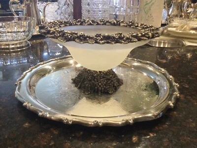 Arthur Court Designs Grape Designed Metal Rim/Base w/Acrylic Conical Shaped Bowl - Image 1 of 4
