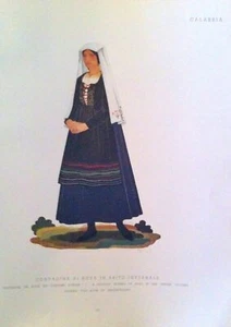 1900 COSTUME CONTADINA DI BOVA IN ABITO INVERNALE REGGIO CALABRIA - Imagen 1 de 1