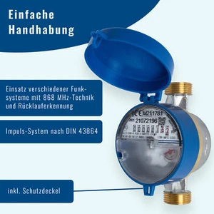 Wasserzähler/ Wasseruhr Garten/ Kaltwasserzähler 1/2" 110 mm 3/4" - Komplett-Set - Bild 1 von 7
