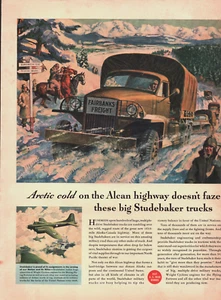 Camiones Studebaker 1943 de colección en frío ártico en publicidad de autopista Alcan - Imagen 1 de 1