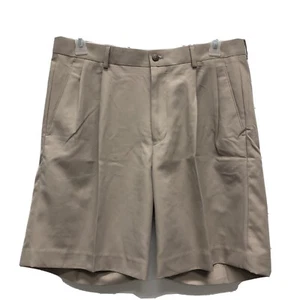 Alan Flusser Golf Shorts Mens 36 Pleated Front Khaki Polyester Athletic Classic - Picture 1 of 4