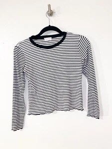Heart & Hips Top Girls Black White Stripes Size Large - Picture 1 of 6