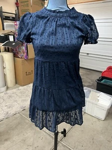 Gebrauchtes blaues Kleid von Mohnblumen und Rosen für Kinder Mädchen, Größe M, kniehoch - Bild 1 von 3